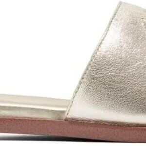 Women's Slide Sandal Rubber Sole Leather Upper Slip On Casual Flat Shoe